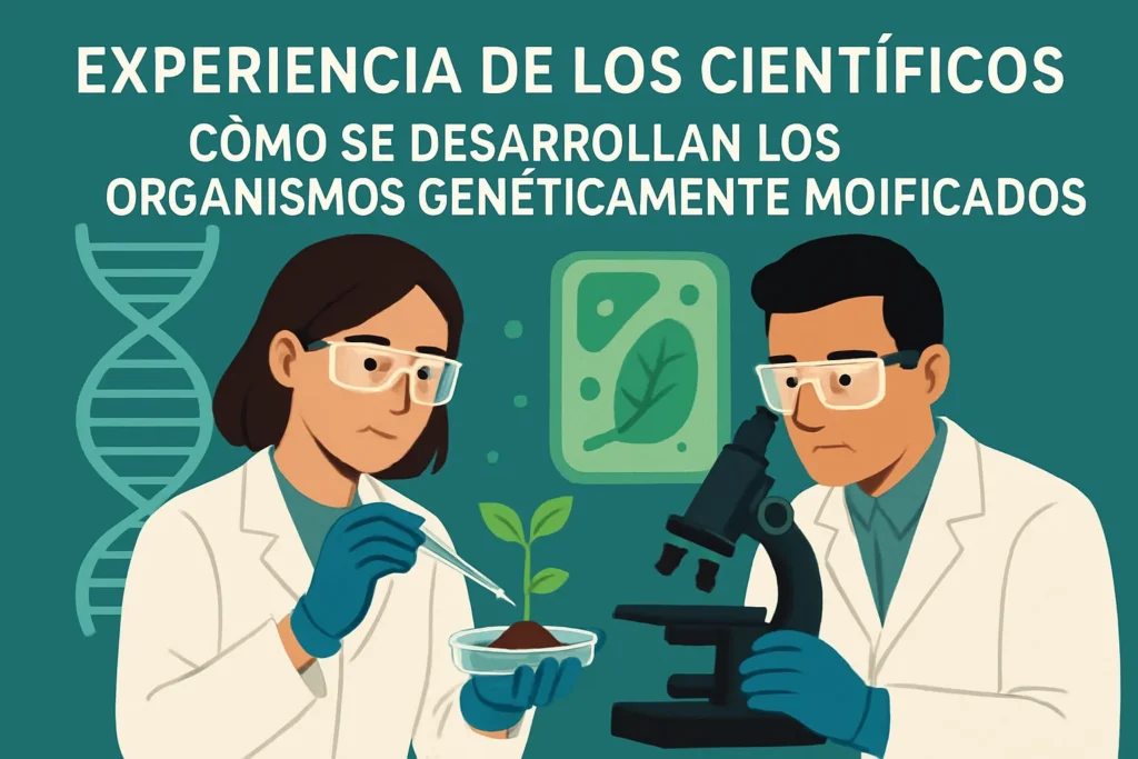 experiencia de los científicos sobre Cómo se desarrollan los organismos genéticamente modificados