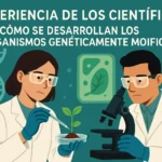 Experiencia de los científicos sobre cómo se desarrollan los organismos genéticamente modificados